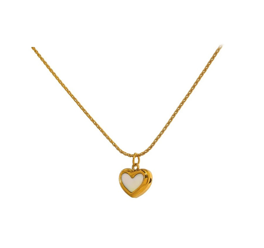 Colar coração madre pérola - Dourado