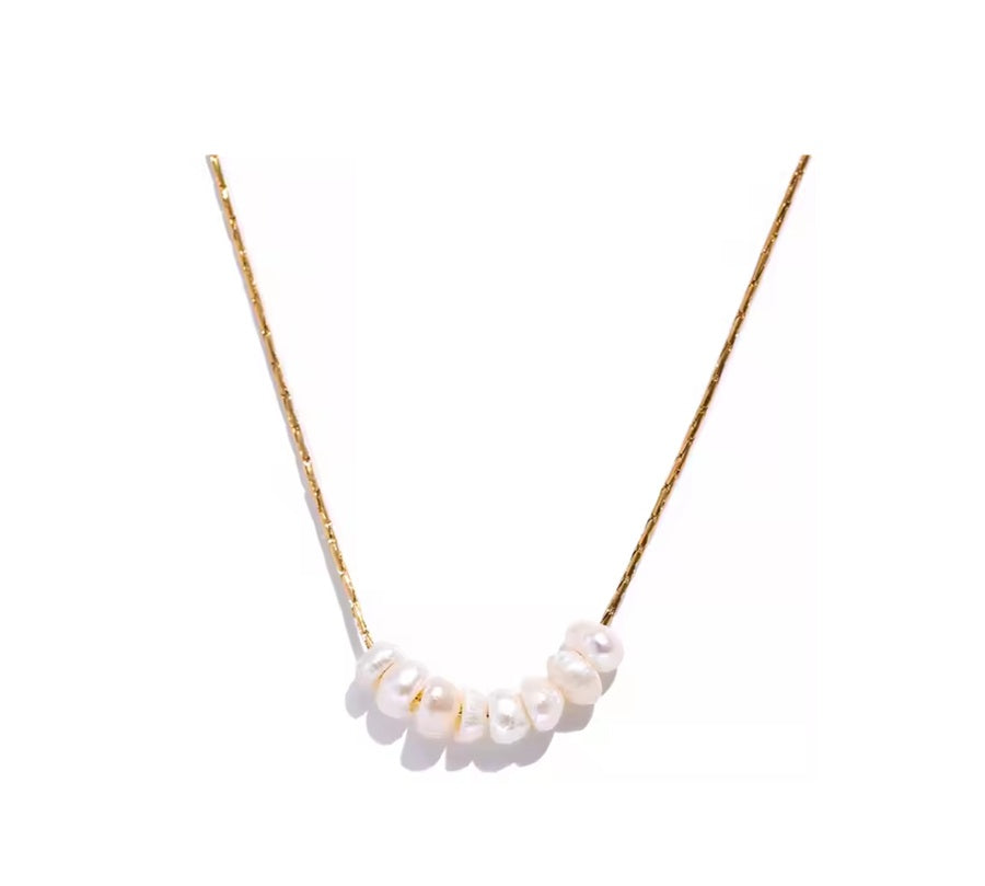 Colar Pérolas Naturais - Dourado