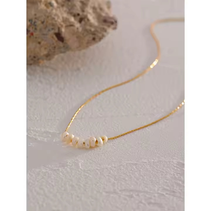 Colar Pérolas Naturais - Dourado