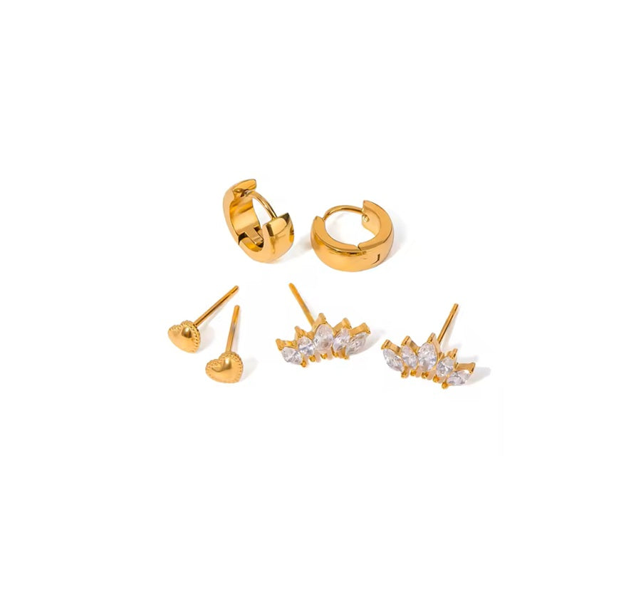 Brincos Conjunto 3 peças - Dourado