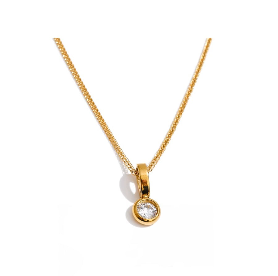 Colar pingente zircônia - Dourado