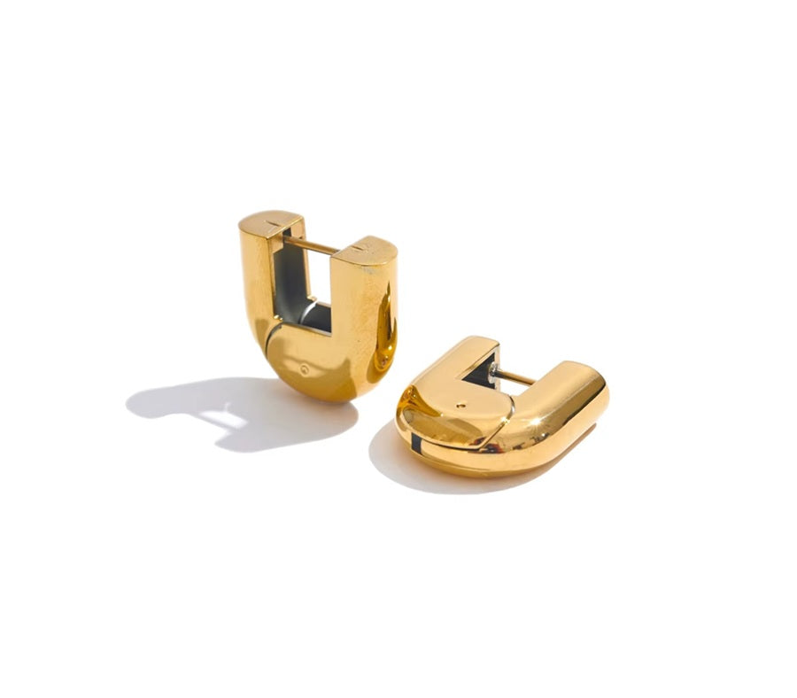 Brincos argola U - Dourado