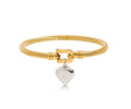 Pulseira pingente coração metal mix - Dourado/ Prateado