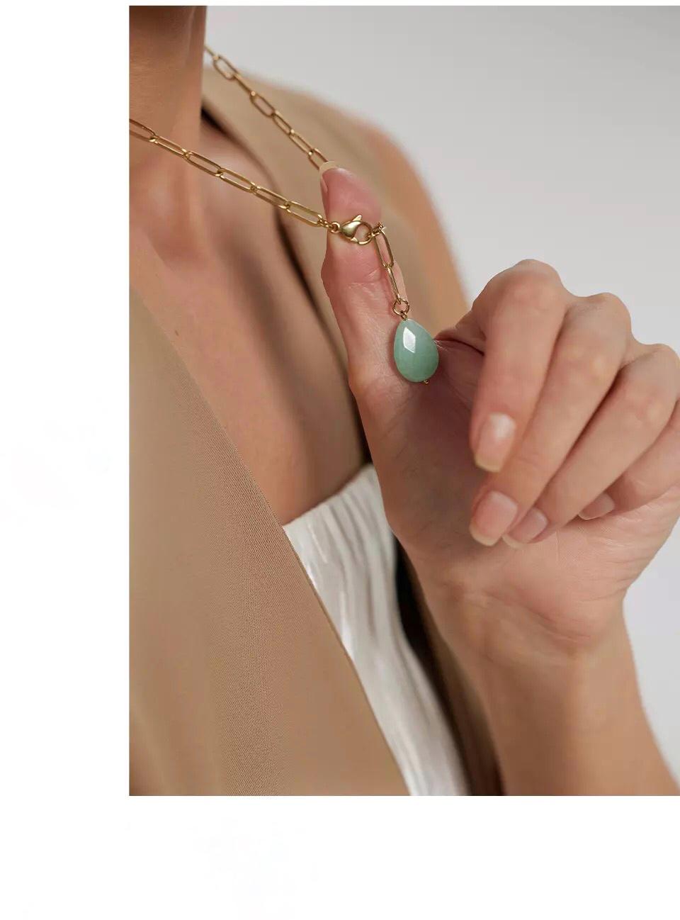 Colar corrente ajustável com pedra natural - Dourado