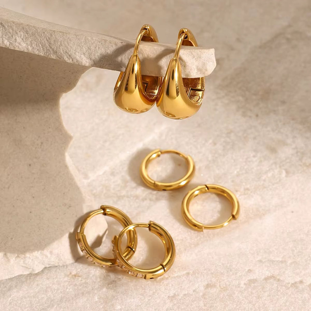 Brincos conjunto 3 argolas - Modelo1 - Dourado
