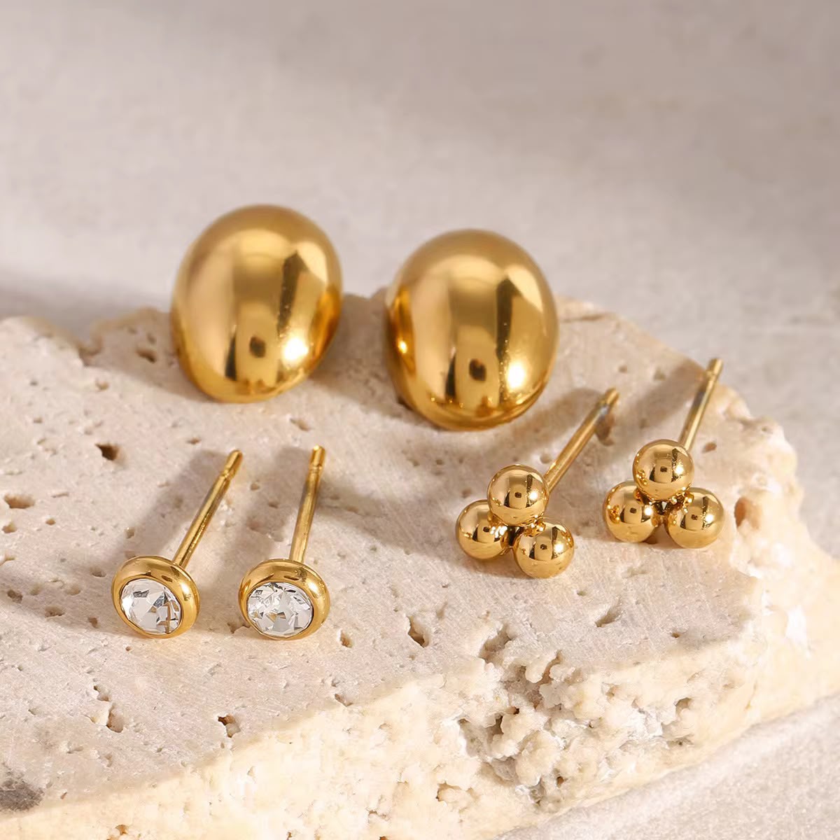 Brincos conjunto 3 argolas - Modelo3 - Dourado
