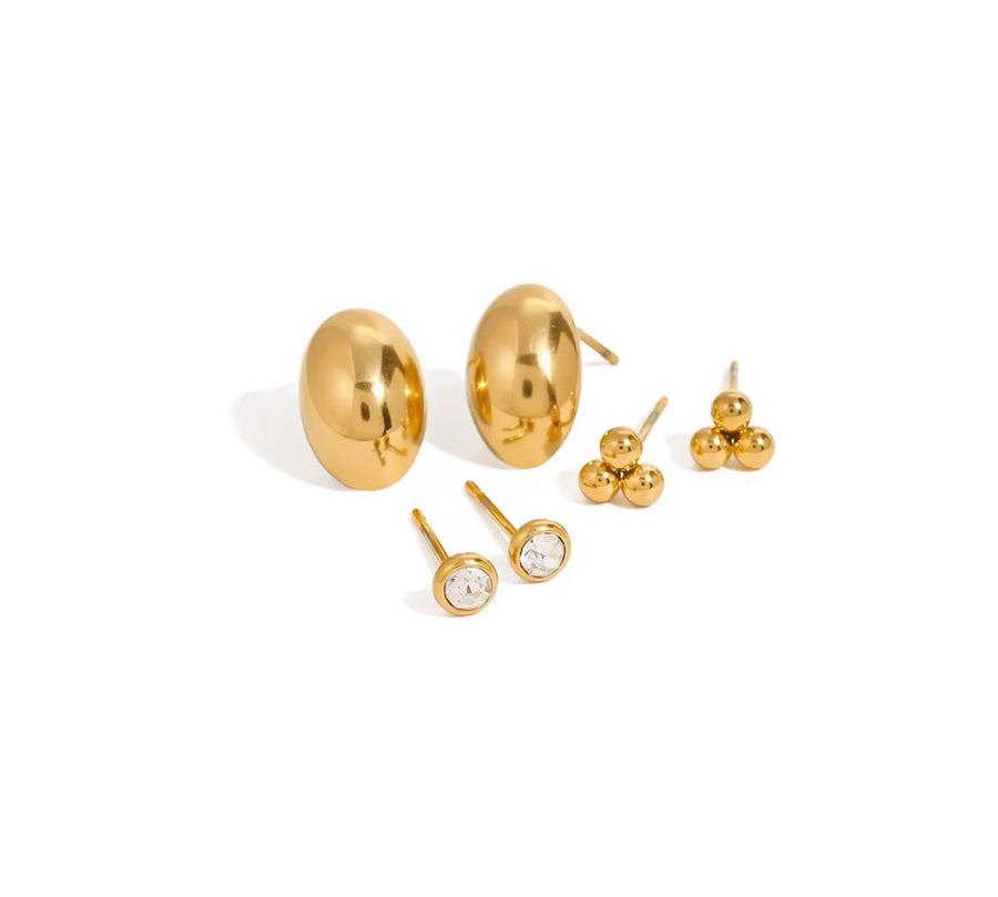 Brincos conjunto 3 argolas - Modelo3 - Dourado
