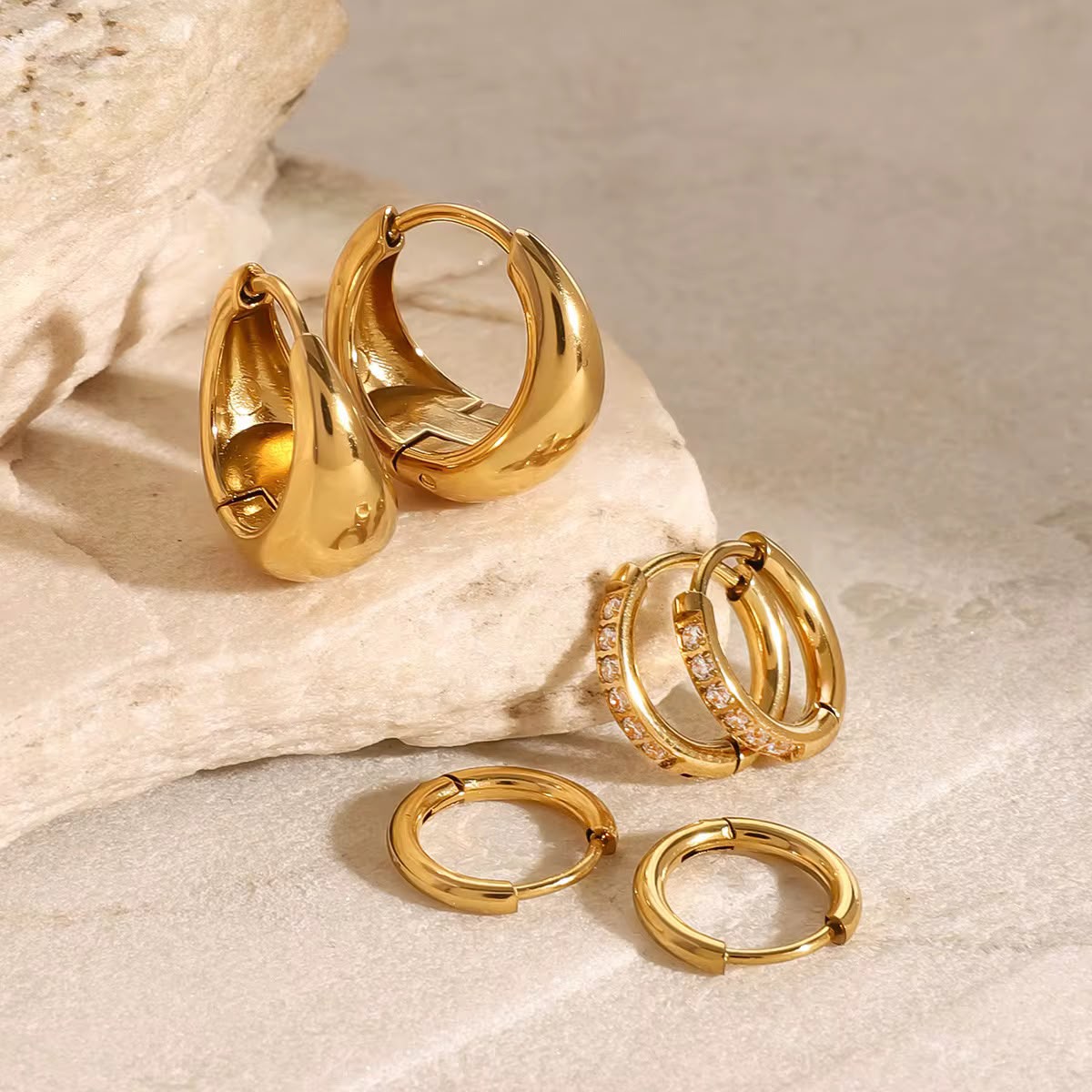 Brincos conjunto 3 argolas - Modelo1 - Dourado