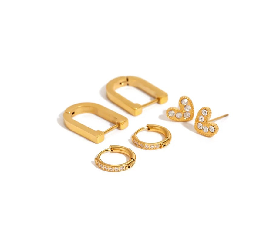 Brincos conjunto 3 argolas - Modelo2 - Dourado