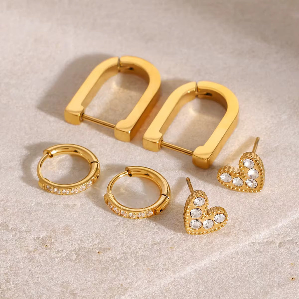 Brincos conjunto 3 argolas - Modelo2 - Dourado