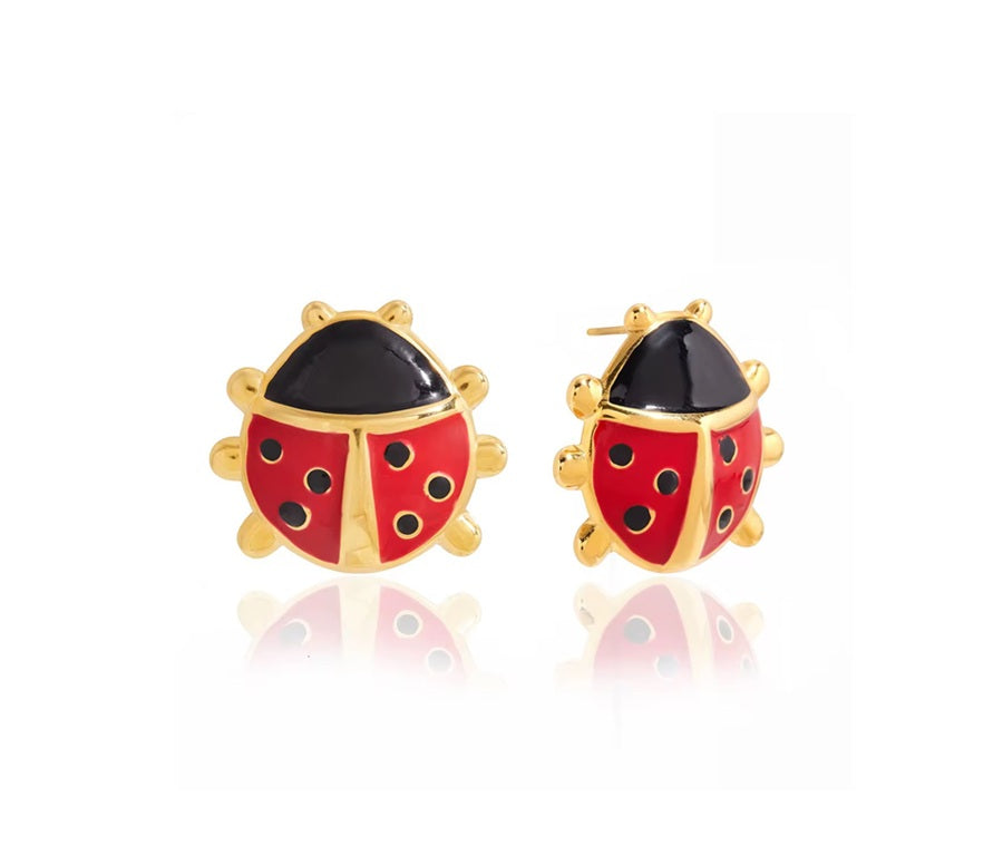 Brincos Joaninha - Vermelho e preto