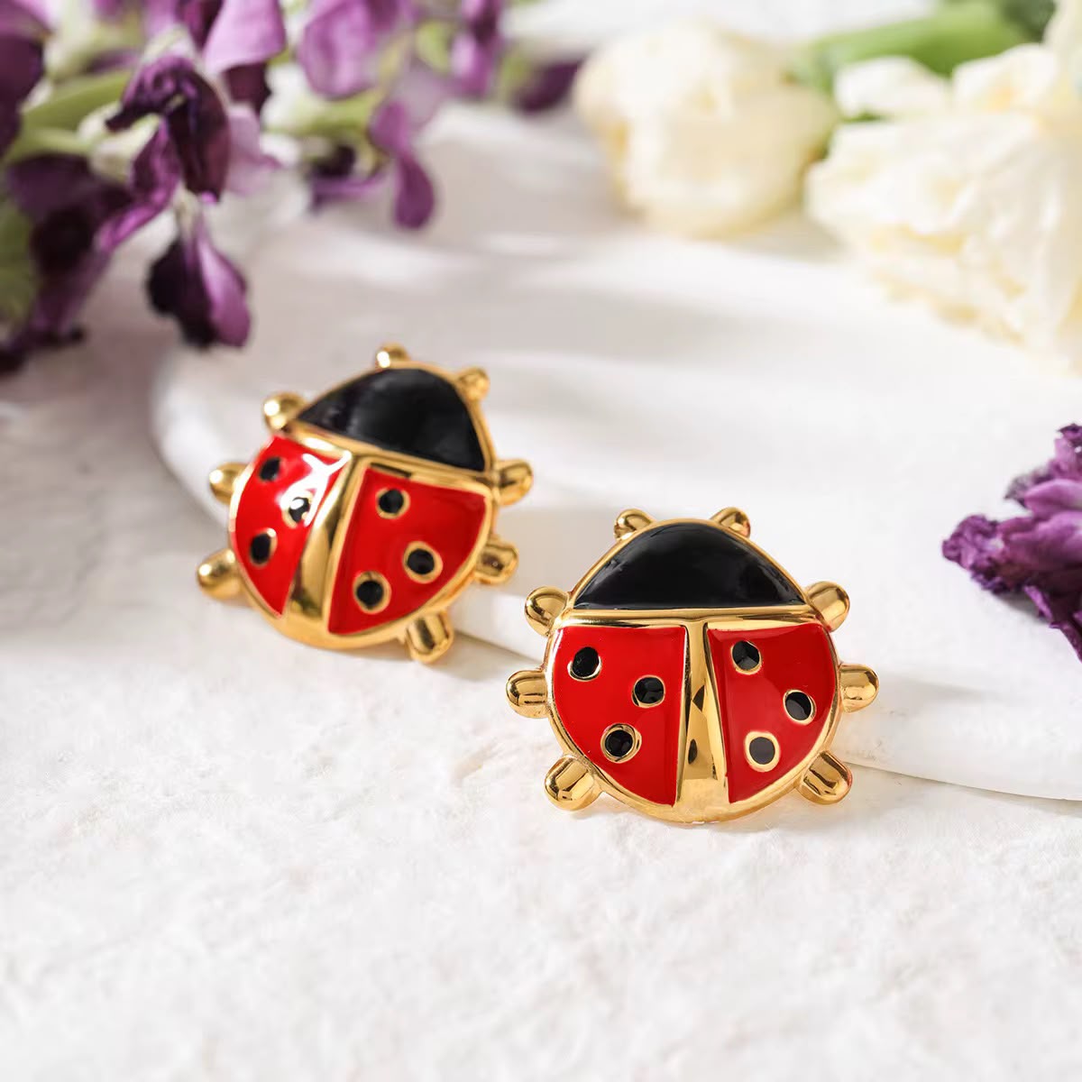 Brincos Joaninha - Vermelho e preto