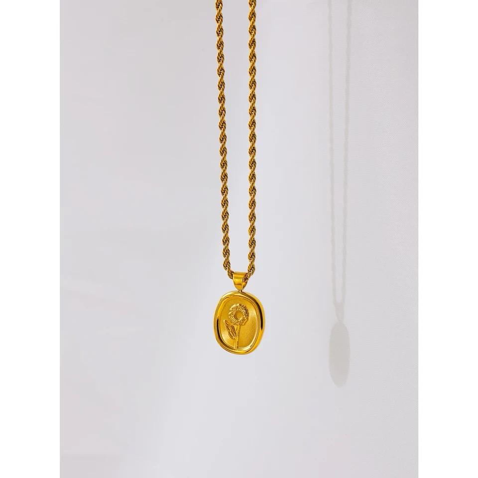 Colar Pingente medalha flor