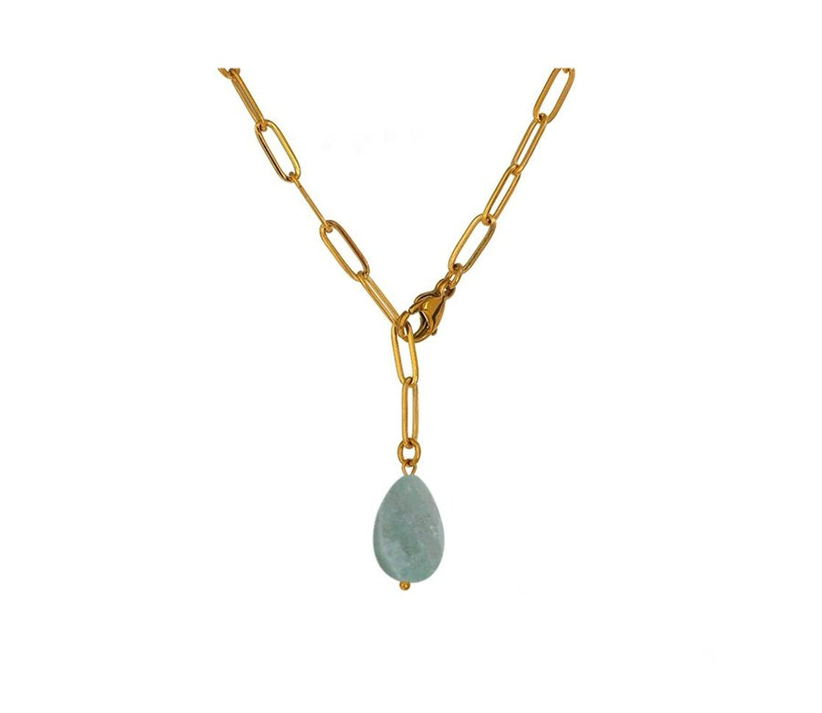 Colar corrente ajustável com pedra natural - Dourado