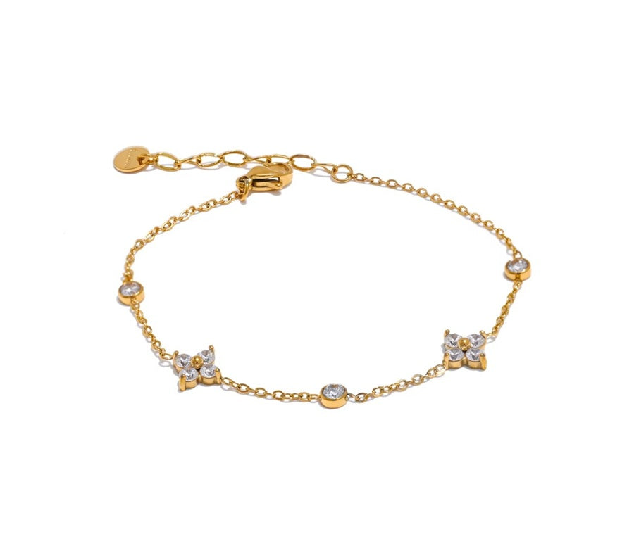 Pulseira delicada Zirconias - Dourado