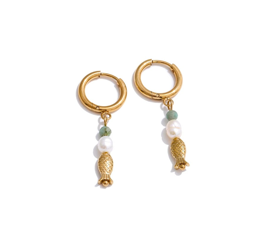 Brincos argola peixe - Dourado