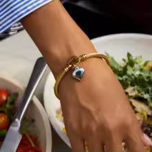 Pulseira pingente coração metal mix - Dourado/ Prateado