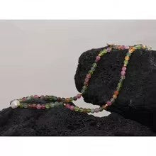 Colar pedra natural e pérolas de água doce - Dourado