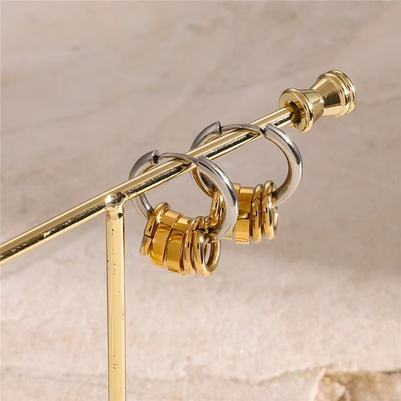 Brincos argolas 2 tons - Dourado/ Prateado