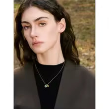 Colar duplo pingente - Dourado/Azul