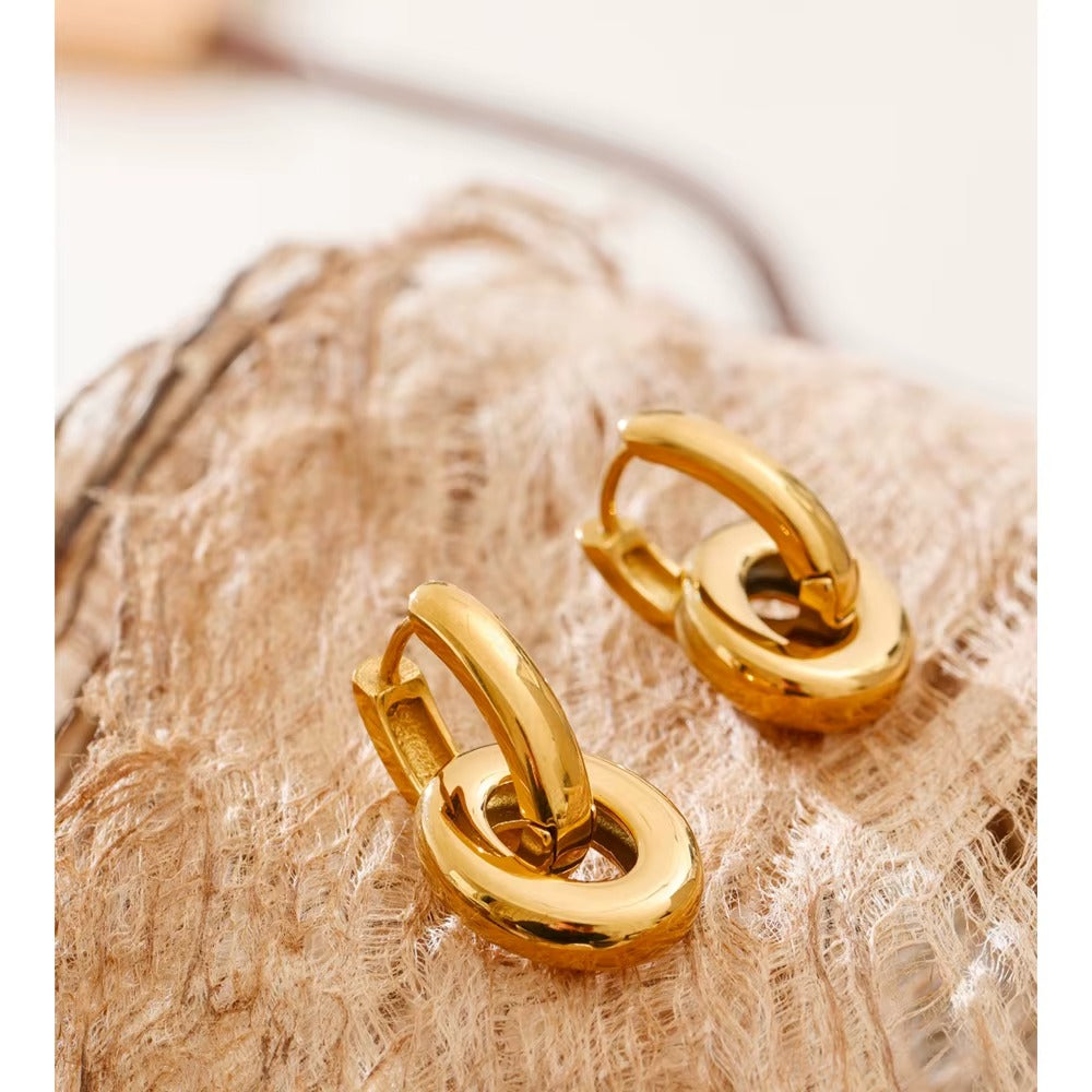 Brincos Argola dupla - Dourado