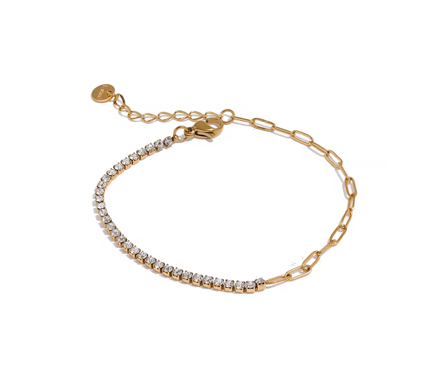 Pulseira zirconias - Dourado