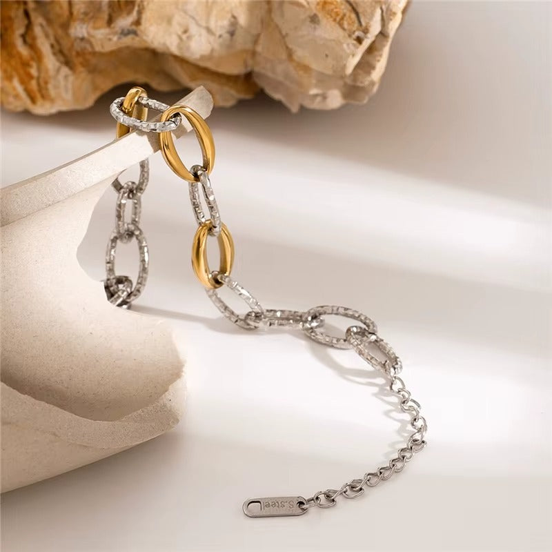Pulseira correntes 2 tons - Dourado/ Prateado