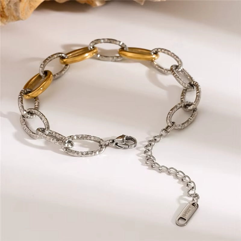 Pulseira correntes 2 tons - Dourado/ Prateado