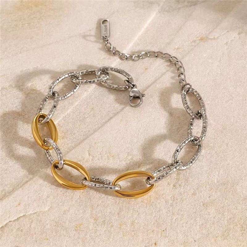 Pulseira correntes 2 tons - Dourado/ Prateado