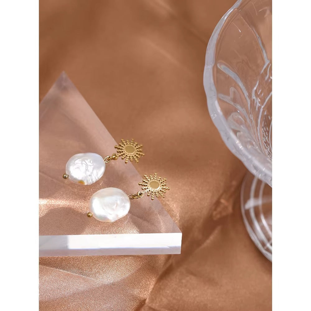 Brincos Pérola natural - Dourado