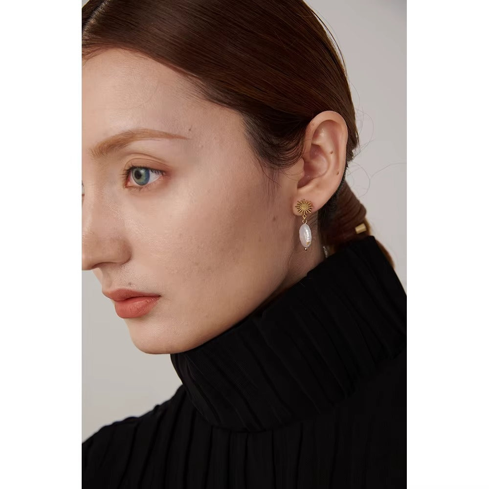 Brincos Pérola natural - Dourado