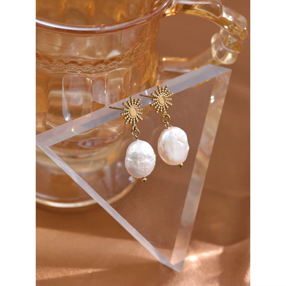 Brincos Pérola natural - Dourado