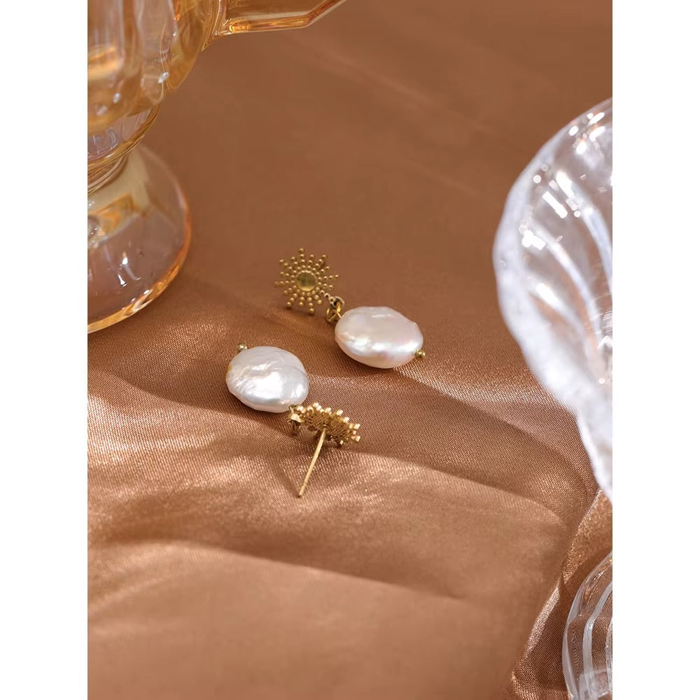 Brincos Pérola natural - Dourado