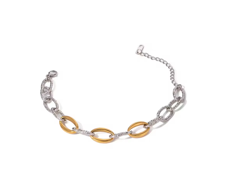 Pulseira correntes 2 tons - Dourado/ Prateado